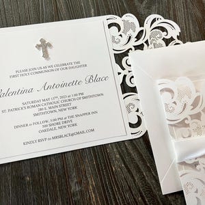 Convite para Primeira Comunhão, Convite para Batismo Branco, Convite para Batizado, Convite para Primeira Comunhão de Meninas
