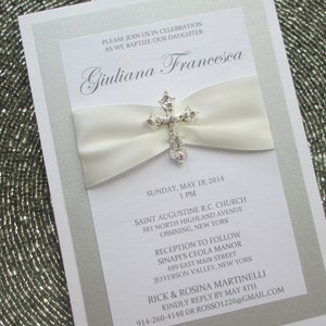 White Baptism Invitation  | Christening Invitation with Cross | First Holy Communiom Invitation