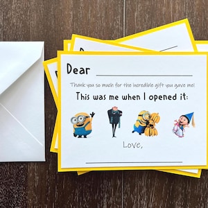 Kids Minion Briefpapier Set - Füllen Sie die Blanko-Grußkarten aus