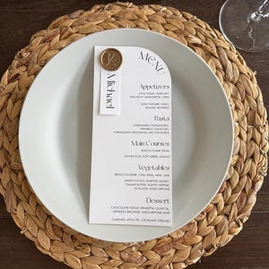 Menu na długość herbaty z pieczęcią woskową w stylu vintage – idealne na wesela i specjalne okazje