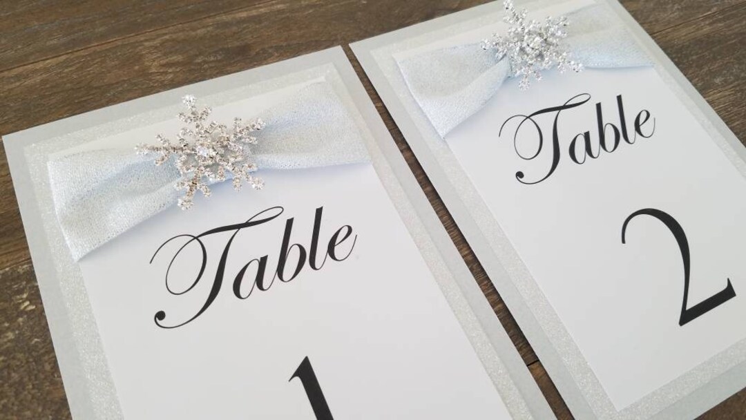 Silver Glitter Snowflake Table Numbers With Rhinestone Detail | Wedding ...
