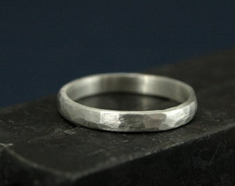 Perfect Hammered 2.5mm Band Women's Silver Wedding Ring Wedding Band Simple and Unique Solid Sterling Silver Hammered Band Rustic Band