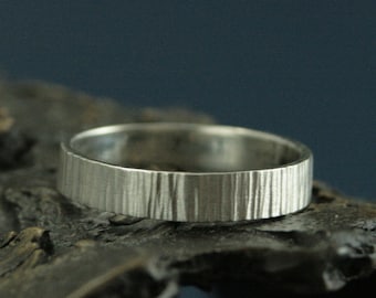 Silver Bark Ring - Bark Band - Rustic Wedding Band - Tree Bark Ring - Woodland Wedding Band - Nature Band - Natural Wedding Ring