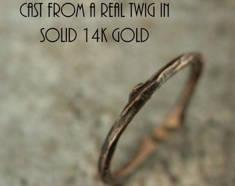 Anello a ramoscello in oro rosa, fede nuziale da donna, anello a ramo, anello per amanti della natura in oro, anello ad albero in oro, anello a corteccia in oro, fede a ramoscello in oro rosa 14 carati, anello a ramoscello boho