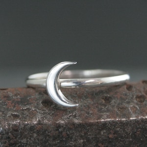 Crescent Moon Ring 925 Silver Moon Ring Stackable Ring Silver Moon Stacking Ring Petite Crescent Moon Solid Sterling Silver Moon Ring