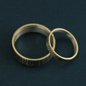 Nature Ring Set Tree Rings His and Hers Set Gold Silver Rings Tree Bark ...