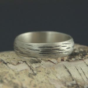 5mm Aspen Band~Silver Men&#39;s Band~Silver Bark Ring~Silver Bark Band~Silver Wedding Band~Silver Wedding Ring~Rustic Men&#39;s Band~Rustic Ring