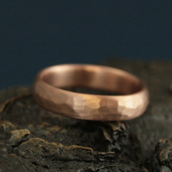 5mm Men's Gold Band Comfort Fit Band Hammered Gold Band Men's Wedding Band Men's Gold Ring Hammered Gold Ring Recycled Gold Ring Rugged Band