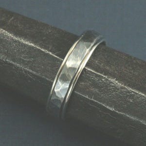 Rustic Two Tone Band 4mm Paragon Hammered Ring Silver and Gold Ring Oxidized Ring Black Silver Unique Wedding Band Exclusive Blazer Arts