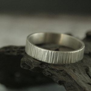 Band Outdoors Ring Bark Band Tree Ring Hammered Band Silver Bark Ring 5mm Band for Her Promise Ring for Him Band Textured Ring Blazer Arts