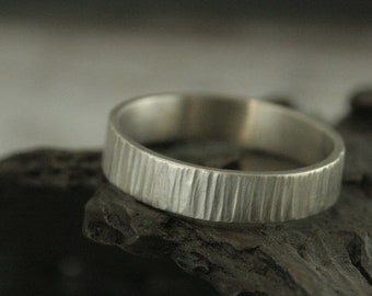 Band Outdoors Ring Bark Band Tree Ring Hammered Band Silver Bark Ring 5mm Band for Her Promise Ring for Him Band Textured Ring Blazer Arts