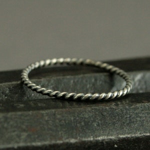 Mini Sterling Silver Twist Band 16 Gauge 1.3mm Twisted Round Wire Great for Customization in your Stacking Set Silver Stacking Ring Textured