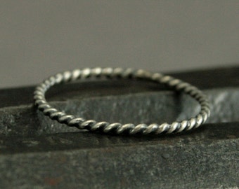 Mini Sterling Silver Twist Band - 16 Gauge 1.3 mm Twisted Round Wire - Great for Customization in your Stacking Set - Silver Stacking Ring