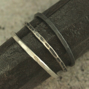 Silver Thin Hammered Band 16 Gauge Full Round Sterling Silver Hammered Ring ONE Choice of Finish Handmade To Order Rustic Stacking Ring