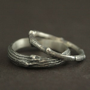 Bands Outdoors Rings Silver Twig Bands Tree Rings Bark Bands Branch Rings Nature Wedding Bands Men’s Wedding Ring Women’s Wedding Band