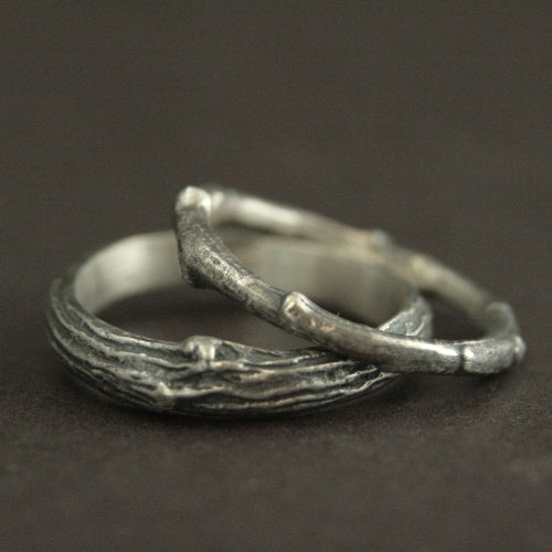 Bands Outdoors Rings Silver Twig Bands Tree Rings Bark Bands Branch Rings Nature Wedding Bands Men’s shops Wedding Ring Women’s Wedding Band