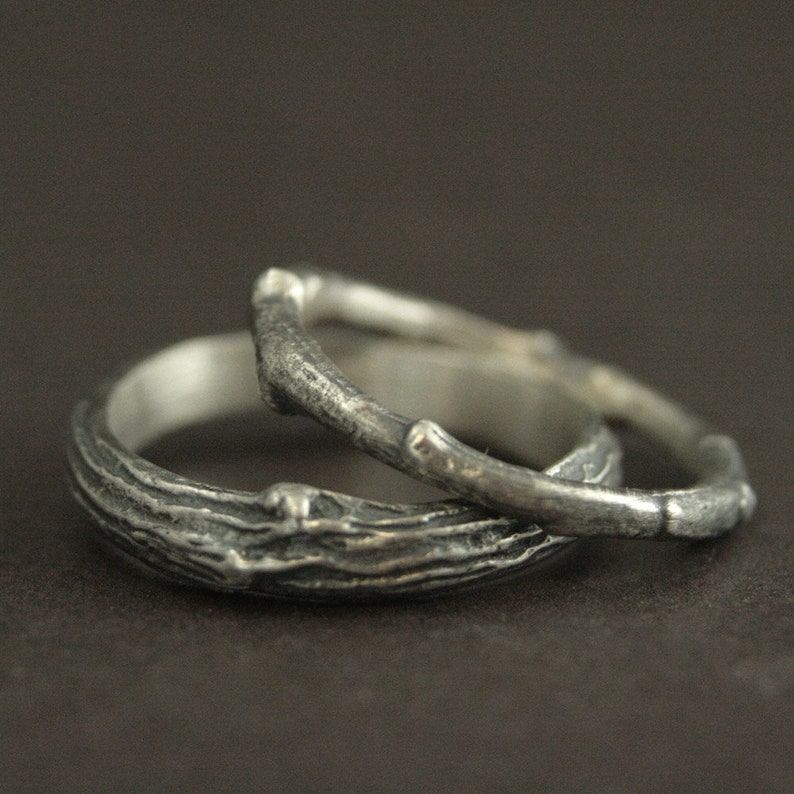 Bands Outdoors Rings Silver Twig Bands Tree Rings Bark Bands Branch Rings Nature Wedding Bands Men’s shops Wedding Ring Women’s Wedding Band
