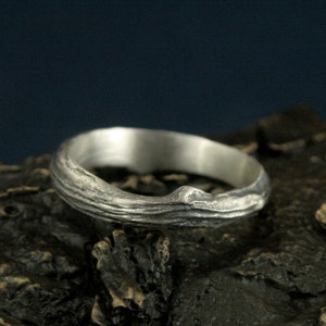 Zweigband breit halbrund Rinde strukturierte Herren Ehering Herren Silber Zweig Band massiver Zweigring Rindenband Baumring