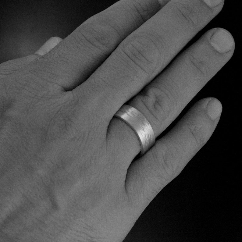 8mm Wide Band Birch Bark Ring Tree Bark Band Bark Textured Ring Wide Men/'s Band Silver Men/'s Ring Hammered Band Rustic Wedding Ring Silver