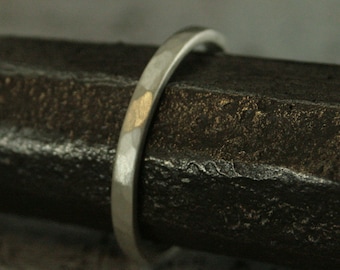 Hammered Gold Wedding Band for Her Women's Gold Hammered Ring 2mm Wide by 1.5mm Thick Substantial Ring Women's Gold Wedding Ring Hammered