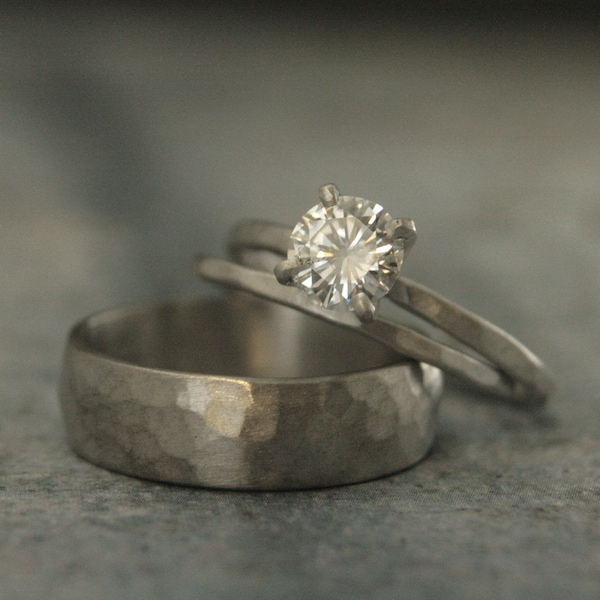 Hammered Engagement Ring Etsy