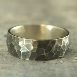 Wide Hammered Band Silver Hammered Ring Men's Wide Band 8mm Rustic Ring Men's Wedding Ring Men's Wedding Band Men's Silver Ring Wide Ring