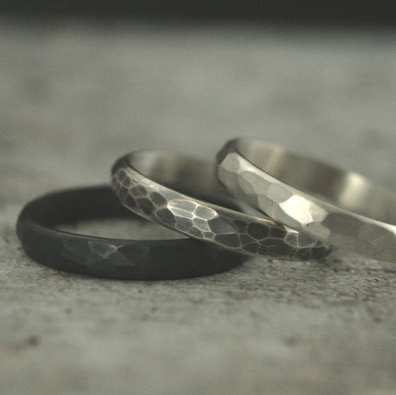 Mens Ring Hammer Womens Band Mens Hammer Ring Womens Wedding Band