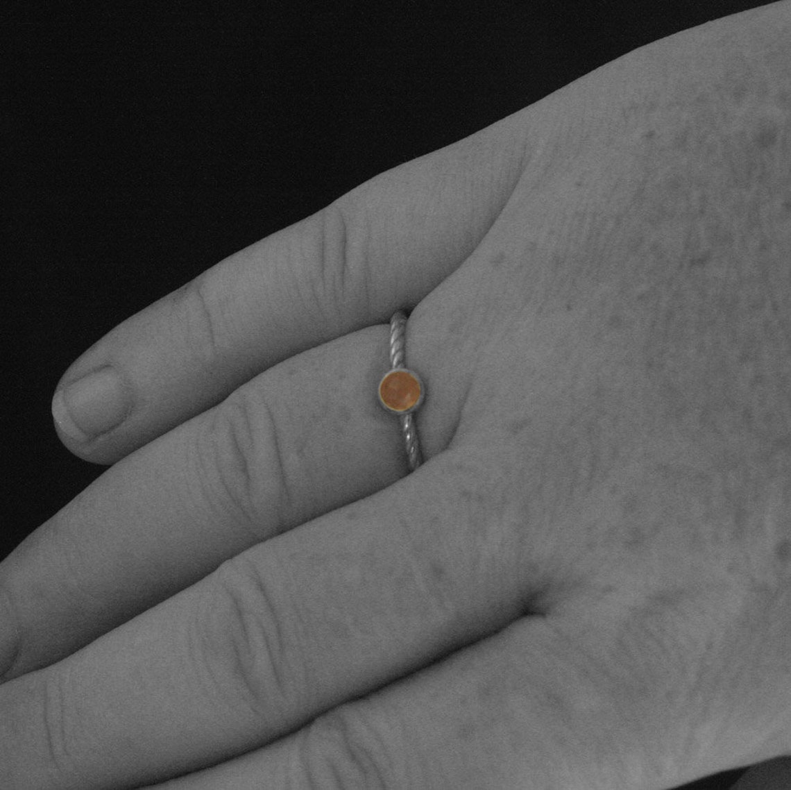 Peach Moonstone Ring Twist Band Stacking Ring 4mm Rose Cut Etsy