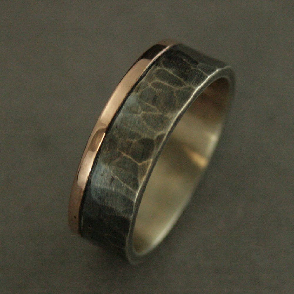 Two Tone Rustic Wedding Rings Mens Buy Gold Silver Men Ring Two Tone Band Men's Wedding Ring Rustic Wedding  Band For Him Ring Groom's Band Hammered Men's Ring Centurion Online  In India