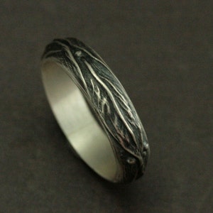 Elven Ring Silver Leaf Design Ring Fantasy Inspired Mens Ring Woodland Ring Mens Wedding Ring Nature Inspired Jewelry Elven Band Leaf Ring image 2