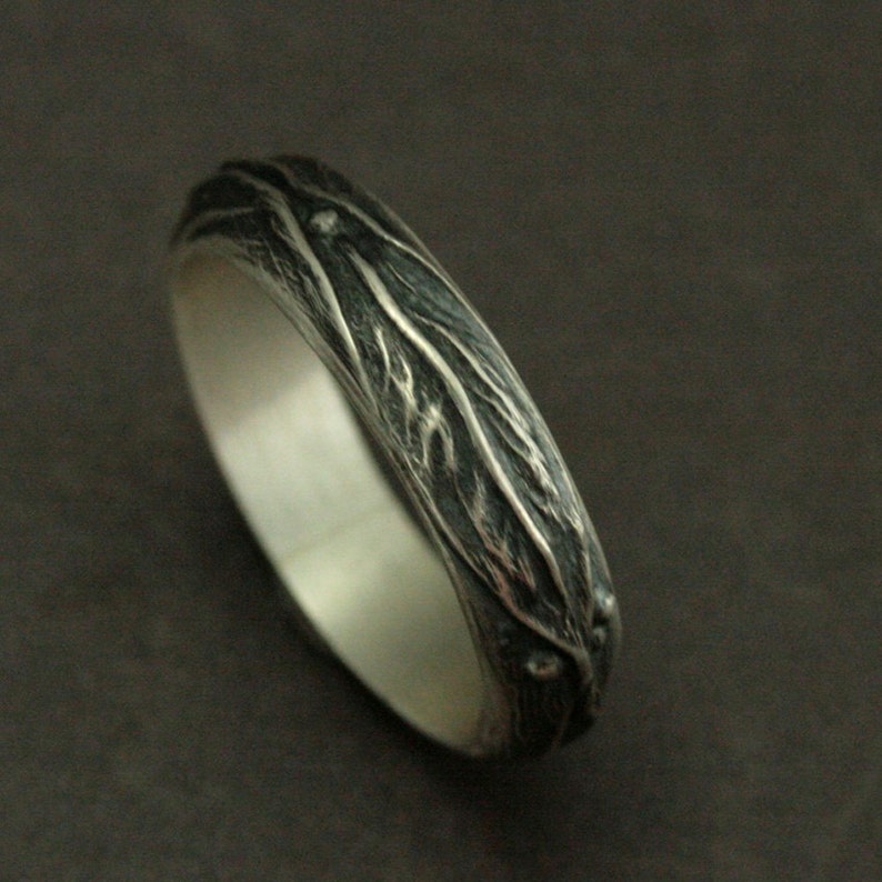 Elven Ring Silver Leaf Design Ring Fantasy Inspired Mens Ring Woodland Ring Mens Wedding Ring Nature Inspired Jewelry Elven Band Leaf Ring image 2