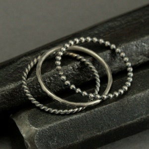 Textured Stacking Ring Set - Sterling Silver Stacking Set With Twist ...