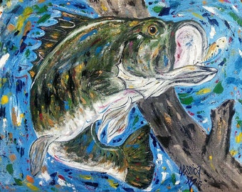 BLUE CATFISH FISH PAINTING MISSISSIPPI RIVER FISHING ART REAL CANVAS PRINT