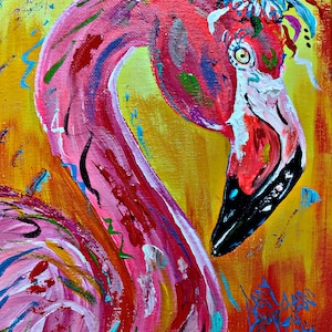 Colorful Flamingo Original Art Painting