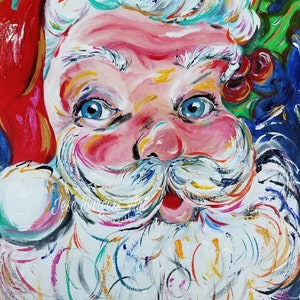 Colorful Santa Claus Painting Art Print Christmas Decor
