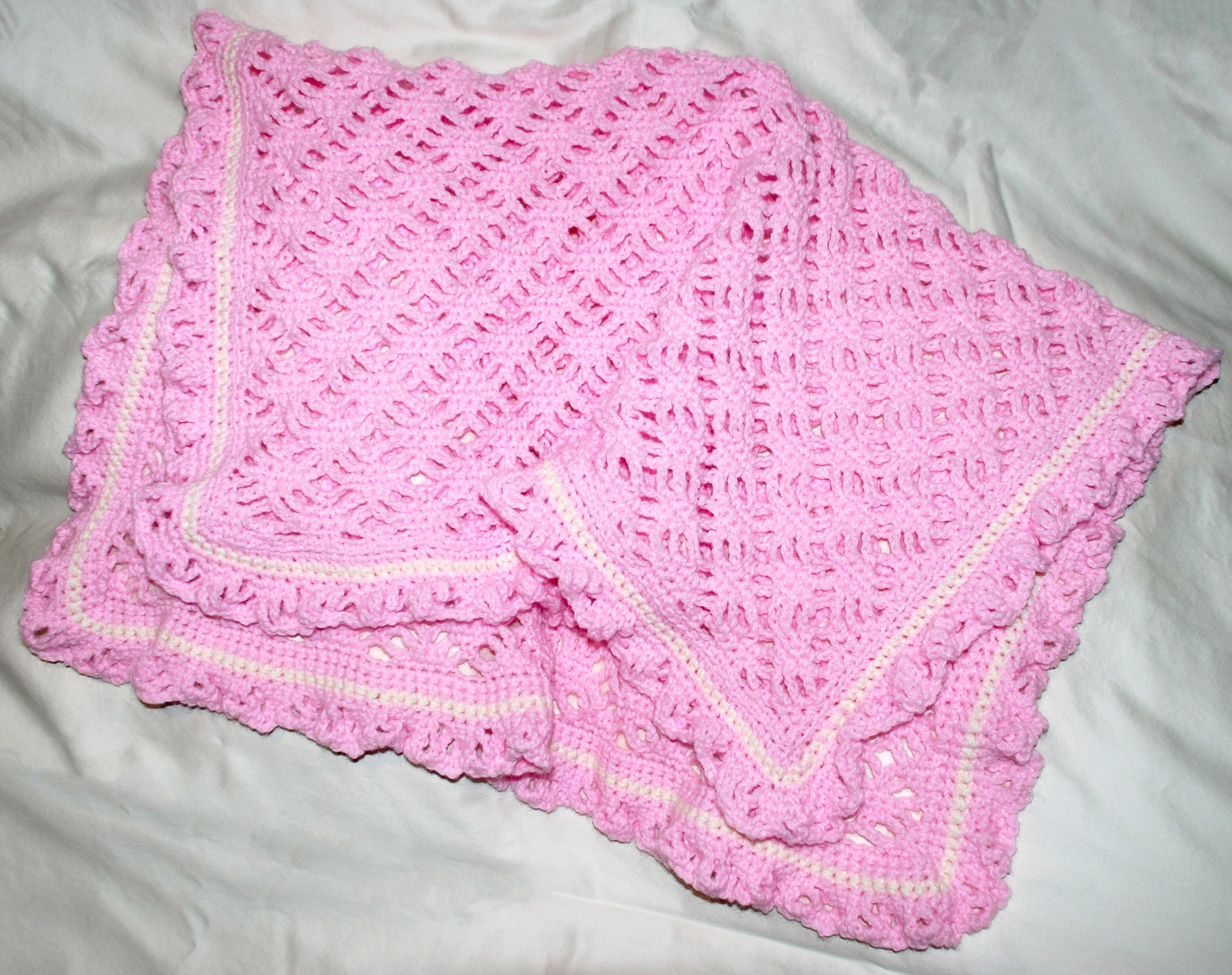 Pink and White Baby Blanket / Crochet Baby Blanket / Baby Girl Etsy