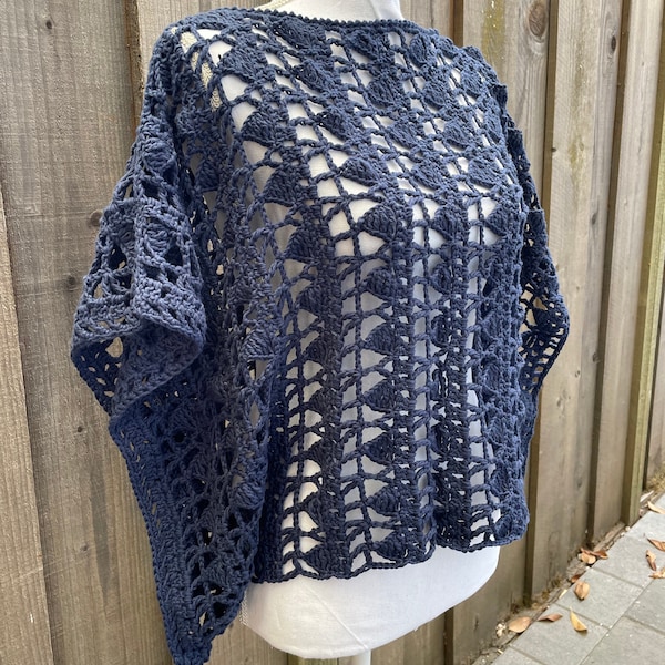 Top Cover up Blouse / Crochet Blouse / Crochet Top / Blue Top