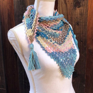 Multicolor Crochet Bandana Scarf / Triangle Scarf