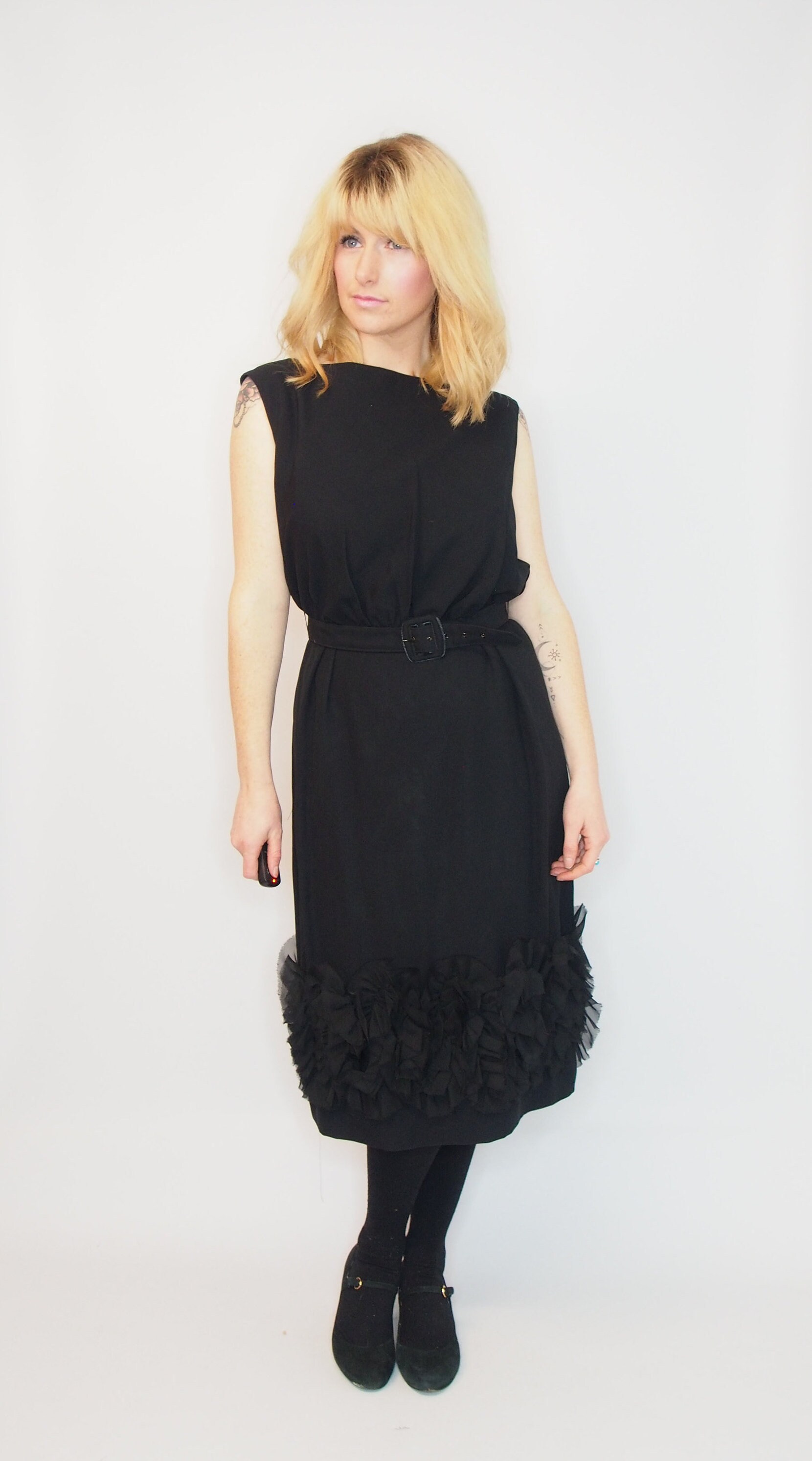smart black shift dress