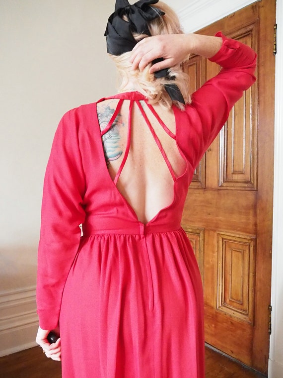 1970S RED MAXI DRESS - Original 1970s 1980s Brigh… - image 3