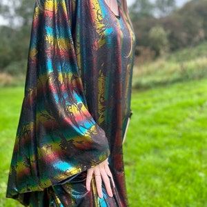 METALLIC RAINBOW KAFTAN Handmade One of a kind Metallic Rainbow Repurposed end of line One Size Loose Disce Studio 54 Boho Party Kaftan image 9