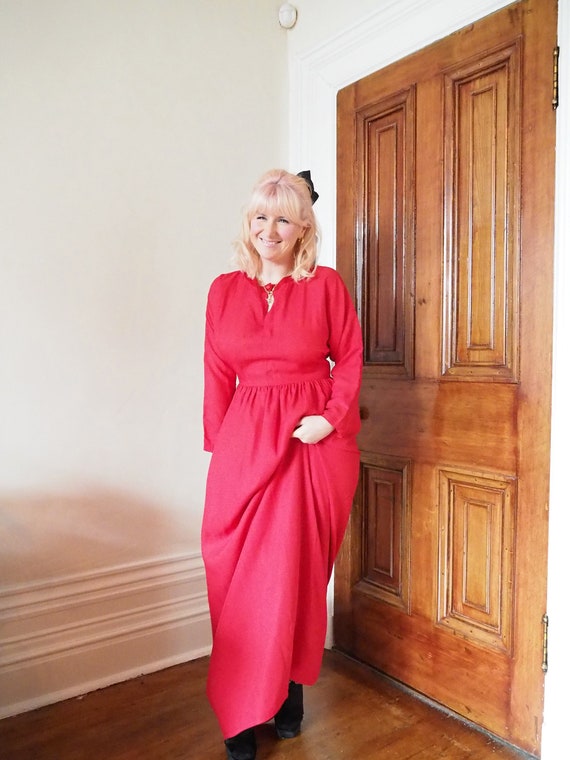 1970S RED MAXI DRESS - Original 1970s 1980s Brigh… - image 4