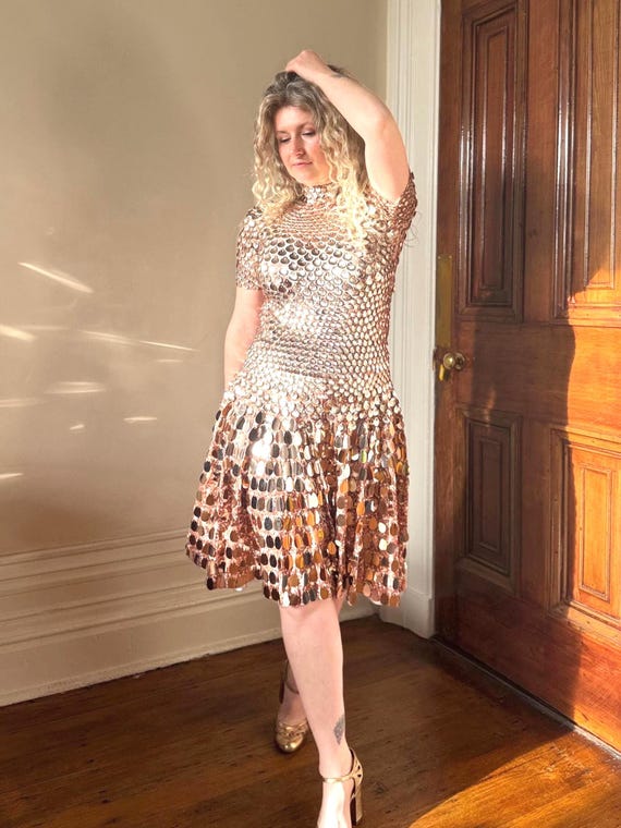 sparkle flare dress Handmade mermaid sequin Marilyn party full circle festival festive elegant evening full sparkle champagne fit and flare dress