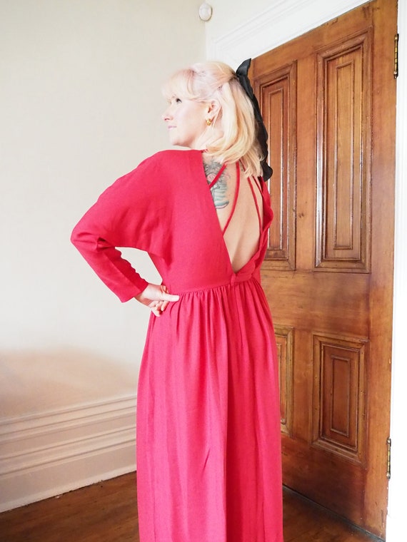 1970S RED MAXI DRESS - Original 1970s 1980s Brigh… - image 7