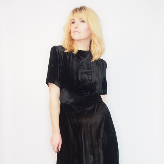 1930s VELVET DECO DRESS - Vintage Evening Dress -