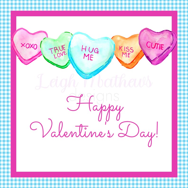 Printable Valentine's Day Cards for Kids, Valentine Tags, Candy Hearts Valentine, Candy Hearts ...