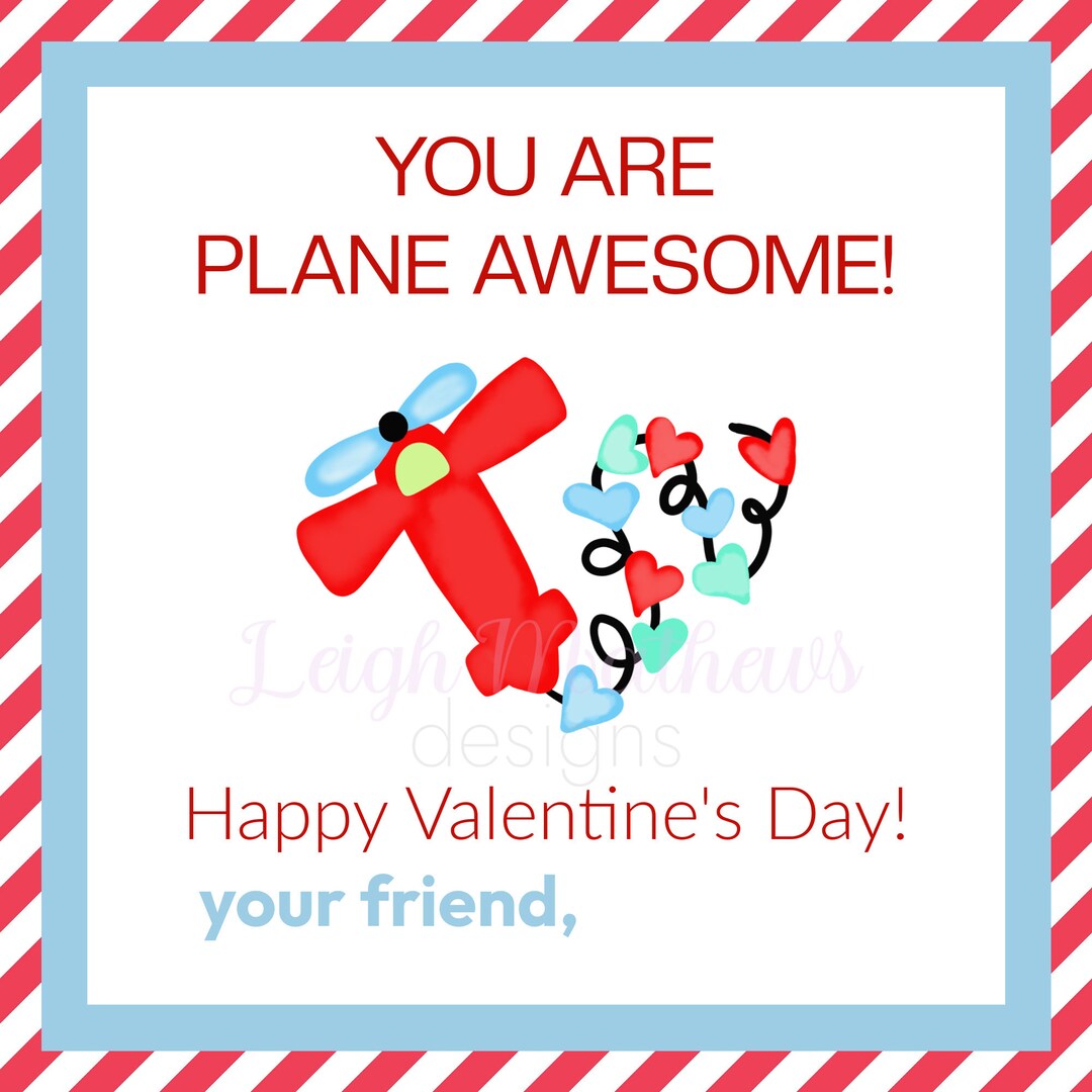 Printable Valentine's Day Cards for Kids, Valentine Tags, Airplane ...