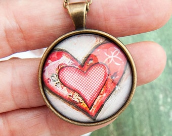 Collar de corazón - Collar de corazón rojo - Regalos de amor para ella - Collar de amor - Ideas de regalos para novias - Regalos para mujeres - Regalo para mamá - Regalo para madre