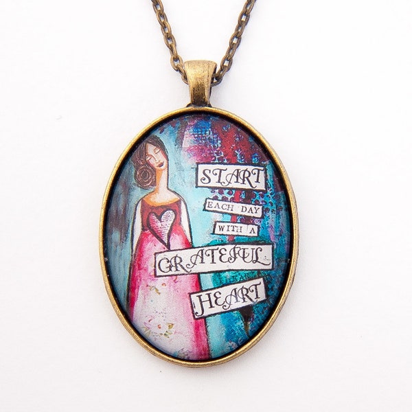 Dankbaar hart-motivationele ketting voor vrouwen-aanmoediging gift-inspirerende halsketting-affirmatie ketting-kerstcadeau haar