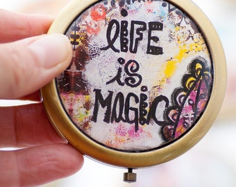 Magic Compact Mirror -  Makeup Mirror - Purse Mirror - Pocket Mirror - Mirror with Motivation - Gift for Mother - Teen Gift - Gift for Her